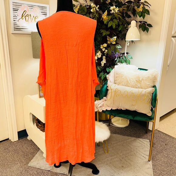Mlle Gabrielle Lined Rustic Tangerine / Orange Hi-low Hem Maxi Dress Size XL - Picture 5 of 9